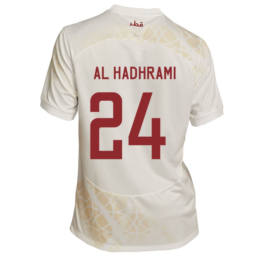 Uomo Maglia Qatar Naif Abdulraheem Al Hadhrami #24 Beige Oro Kit Gara Away 22-24 Maglietta