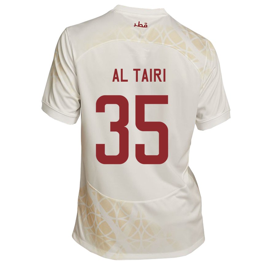 Uomo Maglia Qatar Osamah Al Tairi #35 Beige Oro Kit Gara Away 22-24 Maglietta