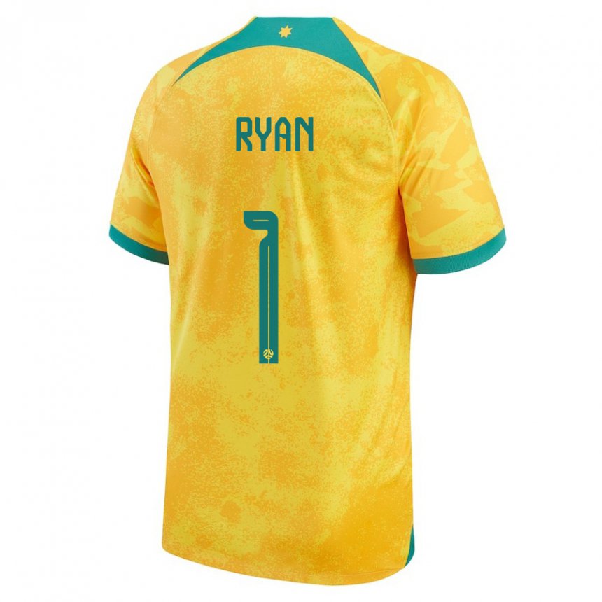 Donna Maglia Australia Mathew Ryan #1 D'oro Kit Gara Home 22-24 Maglietta