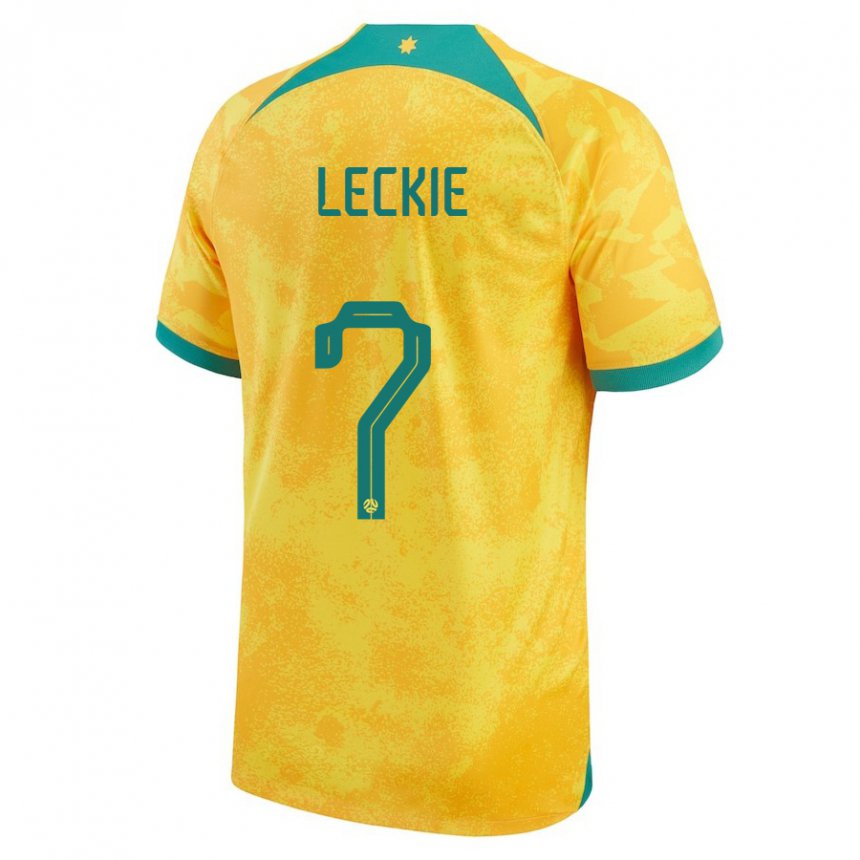 Donna Maglia Australia Mathew Leckie #7 D'oro Kit Gara Home 22-24 Maglietta