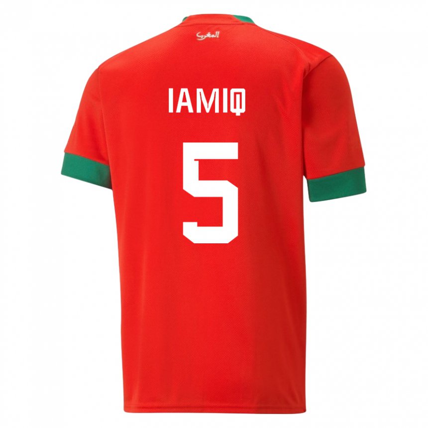 Donna Maglia Marocco Jawad Iamiq #5 Rosso Kit Gara Home 22-24 Maglietta