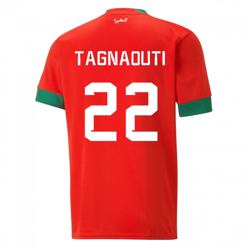 Donna Maglia Marocco Ahmed Reda Tagnaouti #22 Rosso Kit Gara Home 22-24 Maglietta