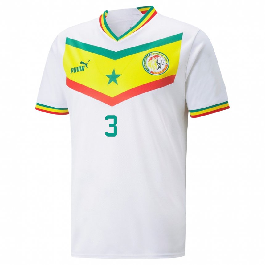 Donna Maglia Senegal Kalidou Koulibaly #3 Bianco Kit Gara Home 22-24 Maglietta