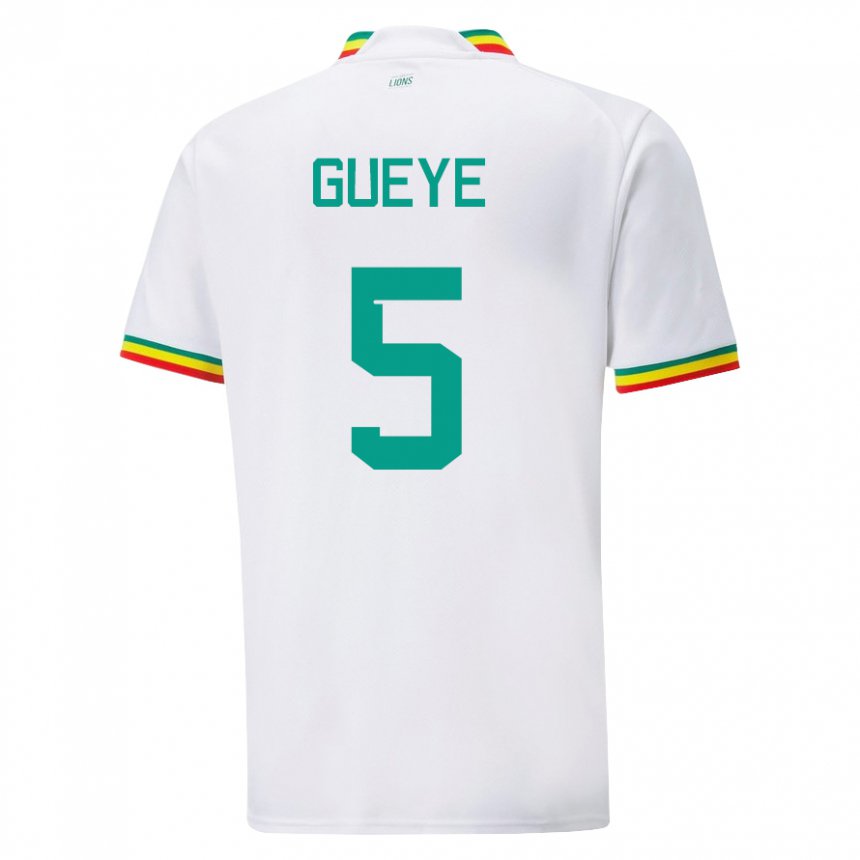 Donna Maglia Senegal Idrissa Gueye #5 Bianco Kit Gara Home 22-24 Maglietta