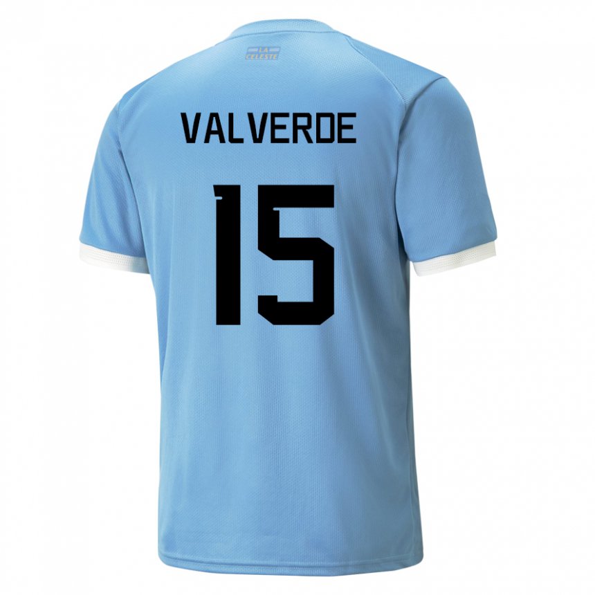 Donna Maglia Uruguay Federico Valverde #15 Blu Kit Gara Home 22-24 Maglietta