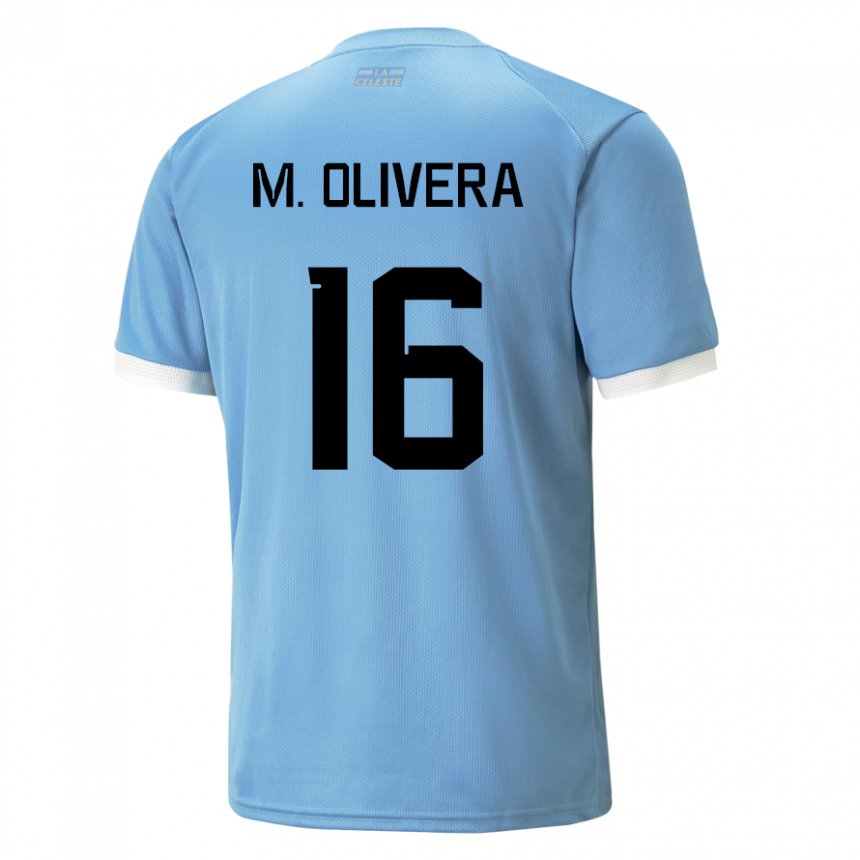 Donna Maglia Uruguay Mathias Olivera #16 Blu Kit Gara Home 22-24 Maglietta