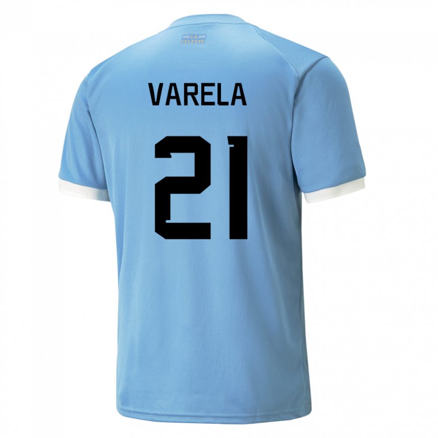 Donna Maglia Uruguay Gullermo Varela #21 Blu Kit Gara Home 22-24 Maglietta