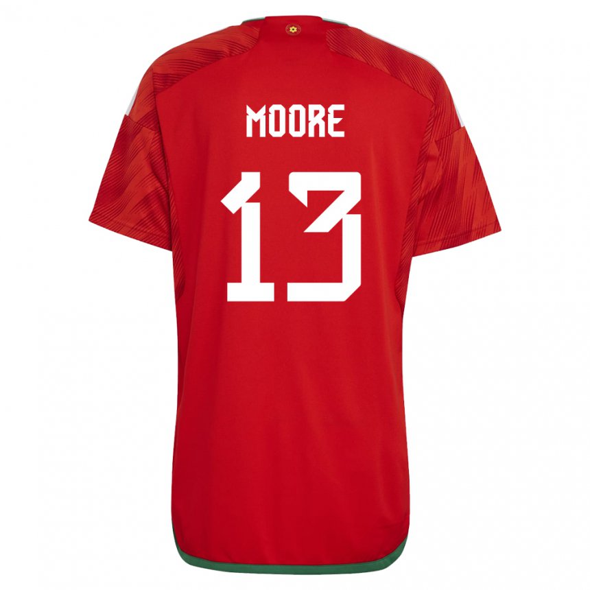 Donna Maglia Galles Kieffer Moore #13 Rosso Kit Gara Home 22-24 Maglietta