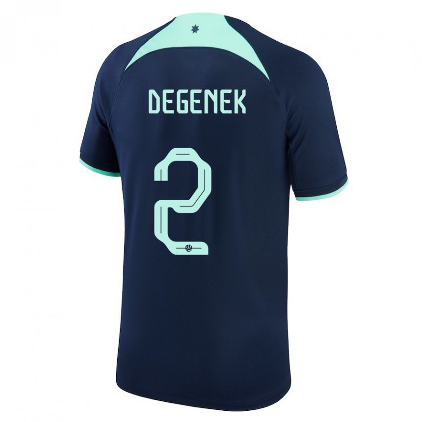 Donna Maglia Australia Milos Degenek #2 Blu Scuro Kit Gara Away 22-24 Maglietta