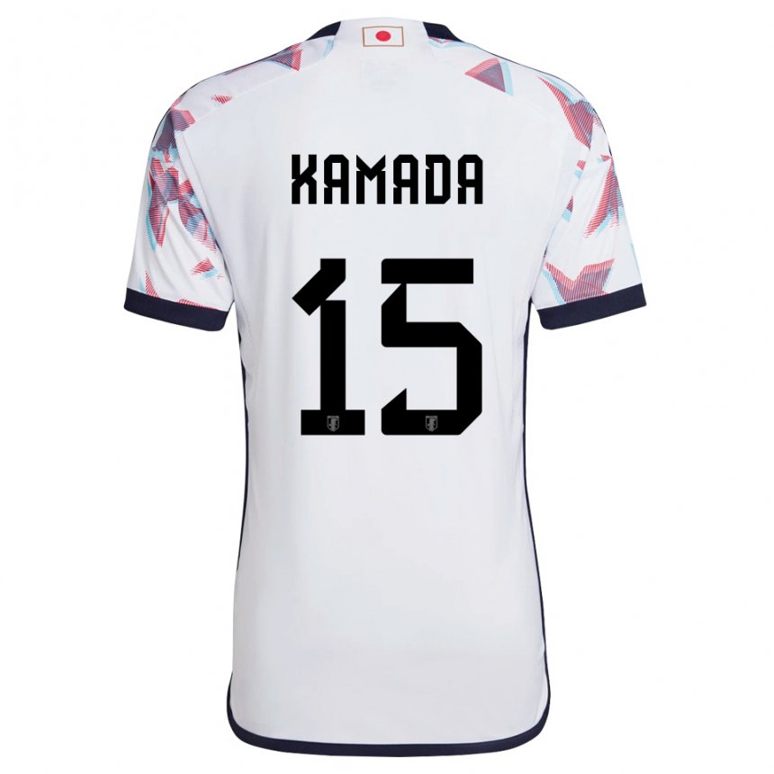 Donna Maglia Giappone Daichi Kamada #15 Bianco Kit Gara Away 22-24 Maglietta