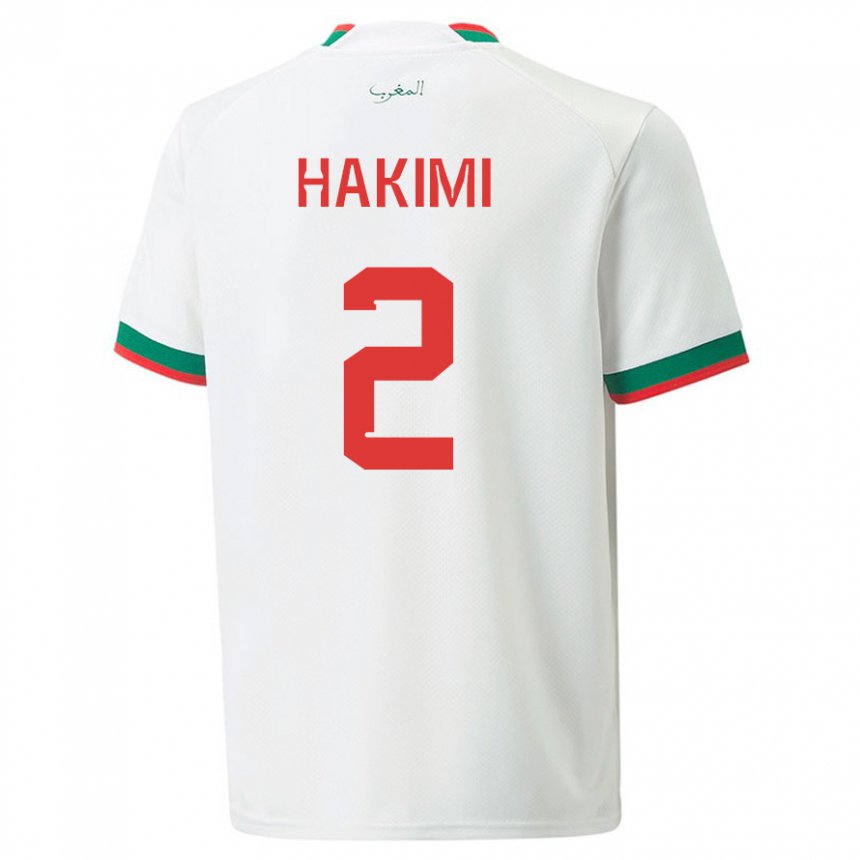 Donna Maglia Marocco Achraf Hakimi #2 Bianco Kit Gara Away 22-24 Maglietta