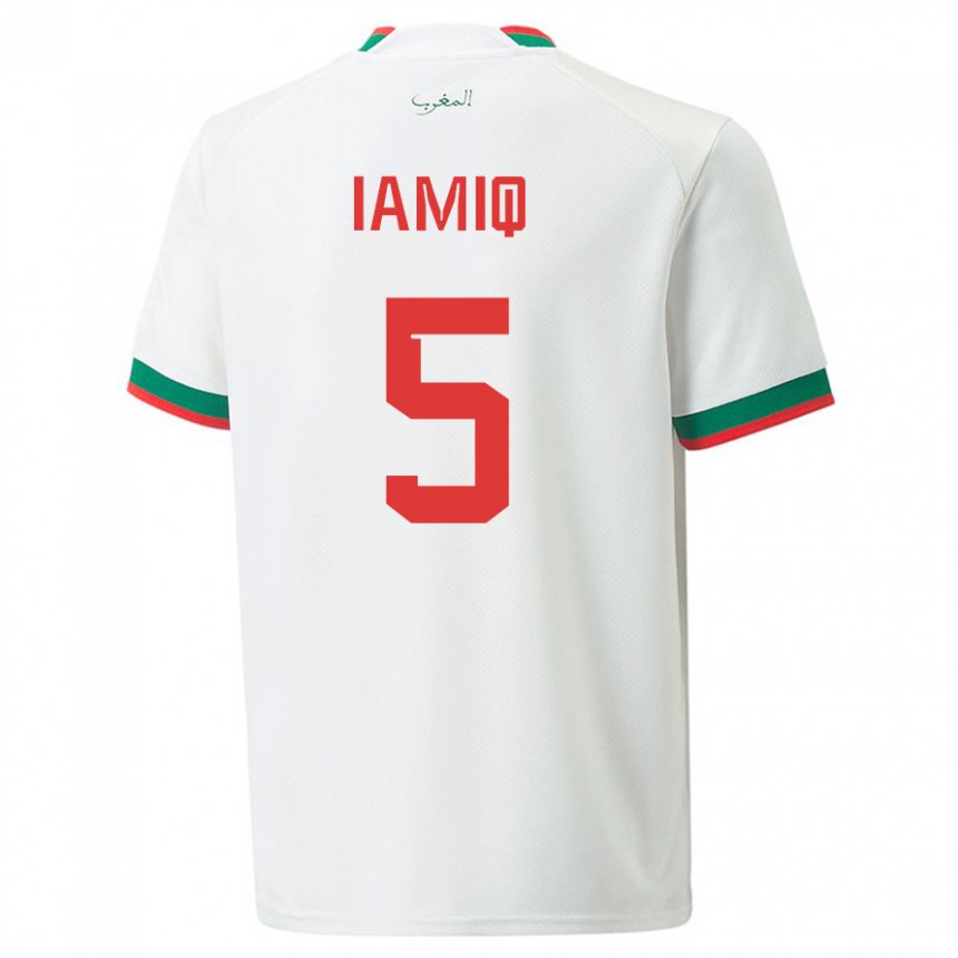 Donna Maglia Marocco Jawad Iamiq #5 Bianco Kit Gara Away 22-24 Maglietta