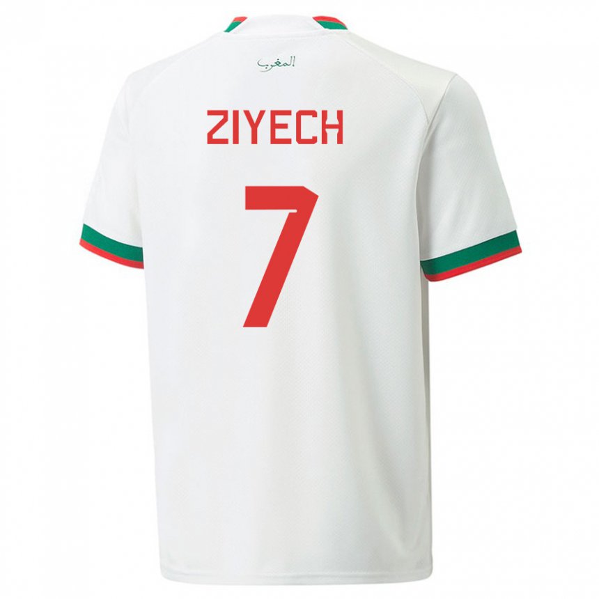 Donna Maglia Marocco Hakim Ziyech #7 Bianco Kit Gara Away 22-24 Maglietta