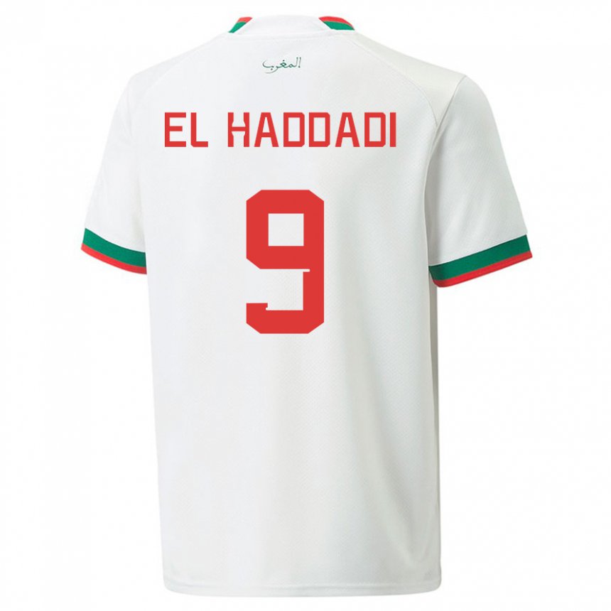 Donna Maglia Marocco Munir El Haddadi #9 Bianco Kit Gara Away 22-24 Maglietta