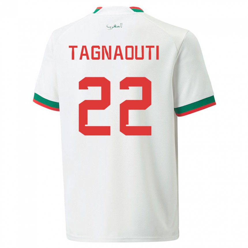 Donna Maglia Marocco Ahmed Reda Tagnaouti #22 Bianco Kit Gara Away 22-24 Maglietta