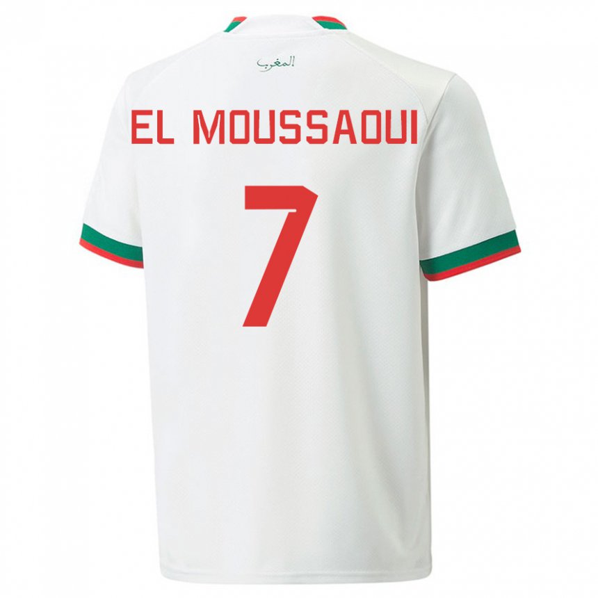 Donna Maglia Marocco Hamza El Moussaoui #7 Bianco Kit Gara Away 22-24 Maglietta