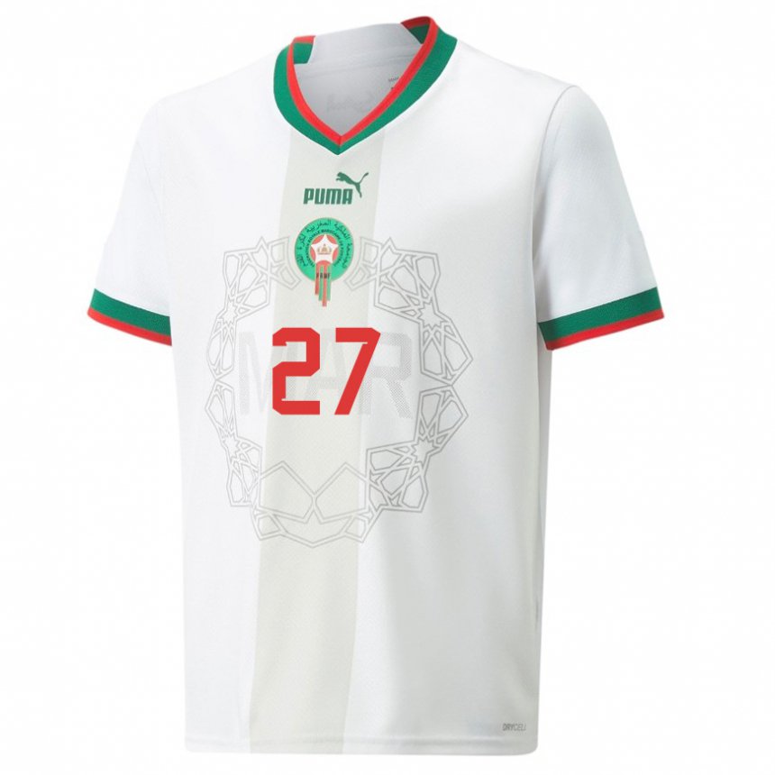 Donna Maglia Marocco Soufiane Rahimi #27 Bianco Kit Gara Away 22-24 Maglietta