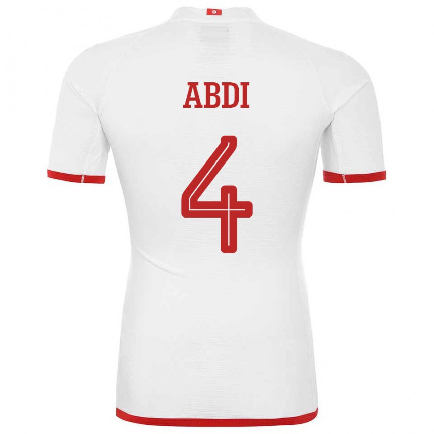 Donna Maglia Tunisia Ali Abdi #4 Bianco Kit Gara Away 22-24 Maglietta