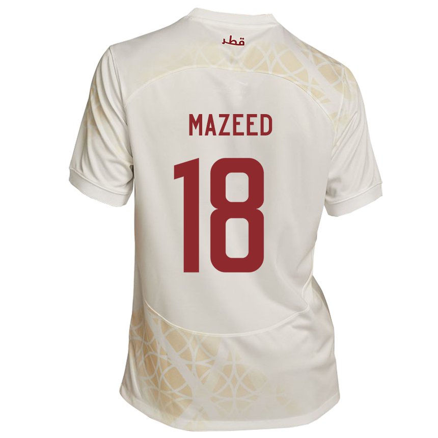 Donna Maglia Qatar Khalid Muneer Ali #18 Beige Oro Kit Gara Away 22-24 Maglietta