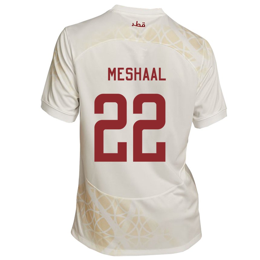 Donna Maglia Qatar Meshaal Barsham #22 Beige Oro Kit Gara Away 22-24 Maglietta