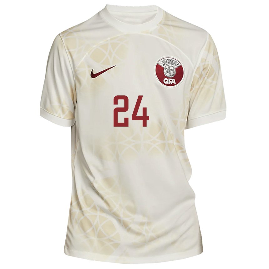 Donna Maglia Qatar Naif Abdulraheem Al Hadhrami #24 Beige Oro Kit Gara Away 22-24 Maglietta