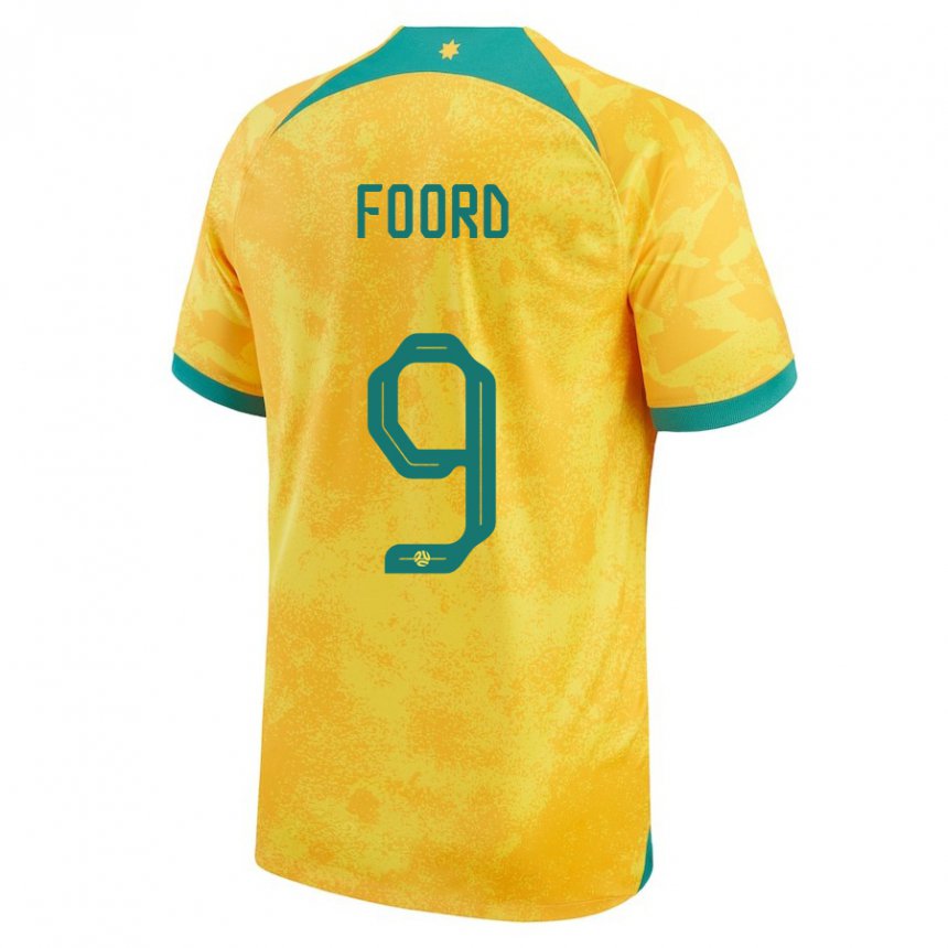 Bambino Maglia Australia Caitlin Foord #9 D'oro Kit Gara Home 22-24 Maglietta