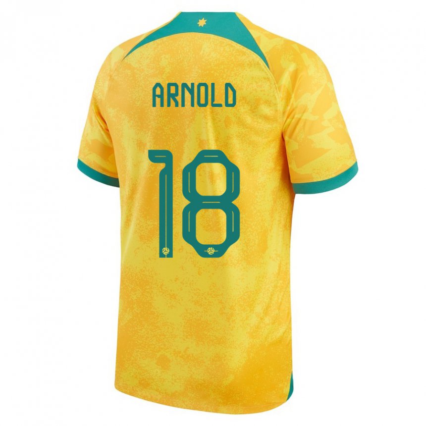 Bambino Maglia Australia Mackenzie Arnold #18 D'oro Kit Gara Home 22-24 Maglietta