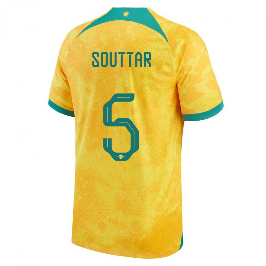 Bambino Maglia Australia Harry Souttar #5 D'oro Kit Gara Home 22-24 Maglietta