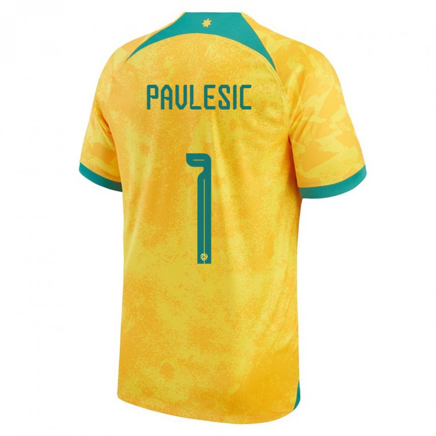 Bambino Maglia Australia Adam Pavlesic #1 D'oro Kit Gara Home 22-24 Maglietta