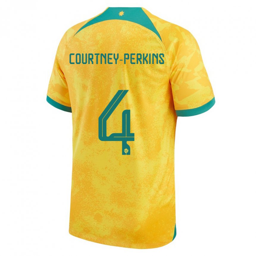 Bambino Maglia Australia Jordan Courtney Perkins #4 D'oro Kit Gara Home 22-24 Maglietta