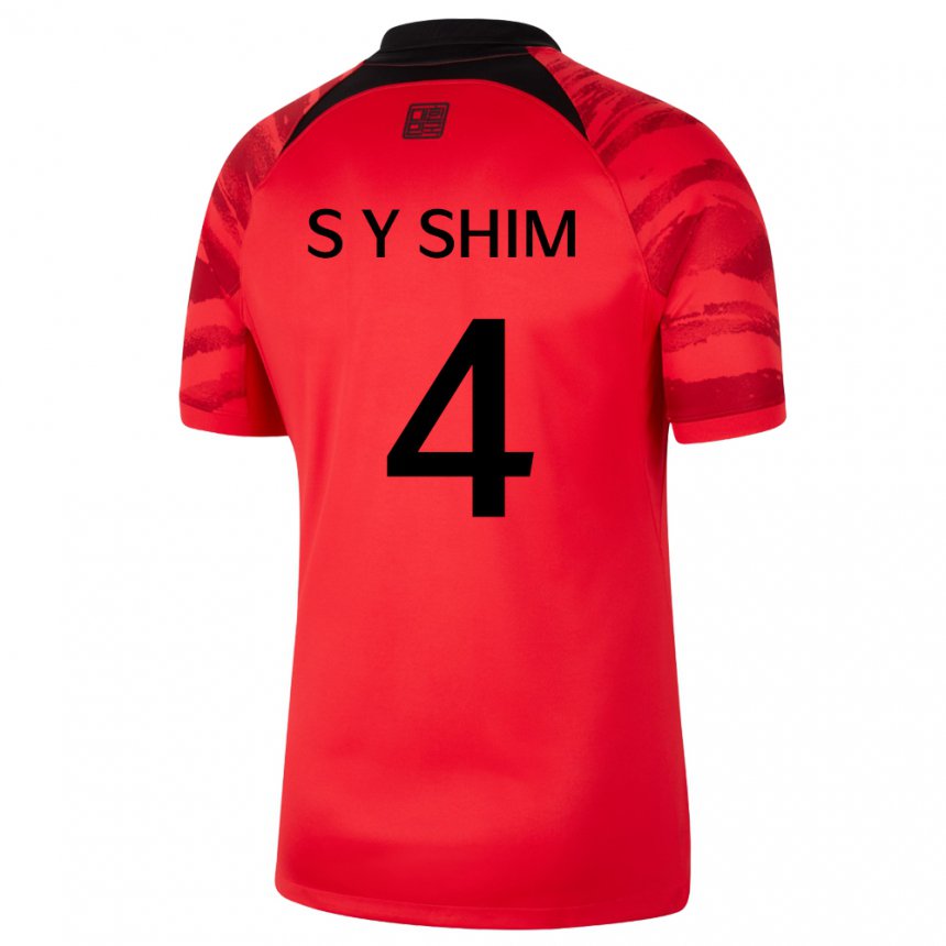 Bambino Maglia Corea Del Sud Shim Seo Yeon #4 Rosso Nero Kit Gara Home 22-24 Maglietta