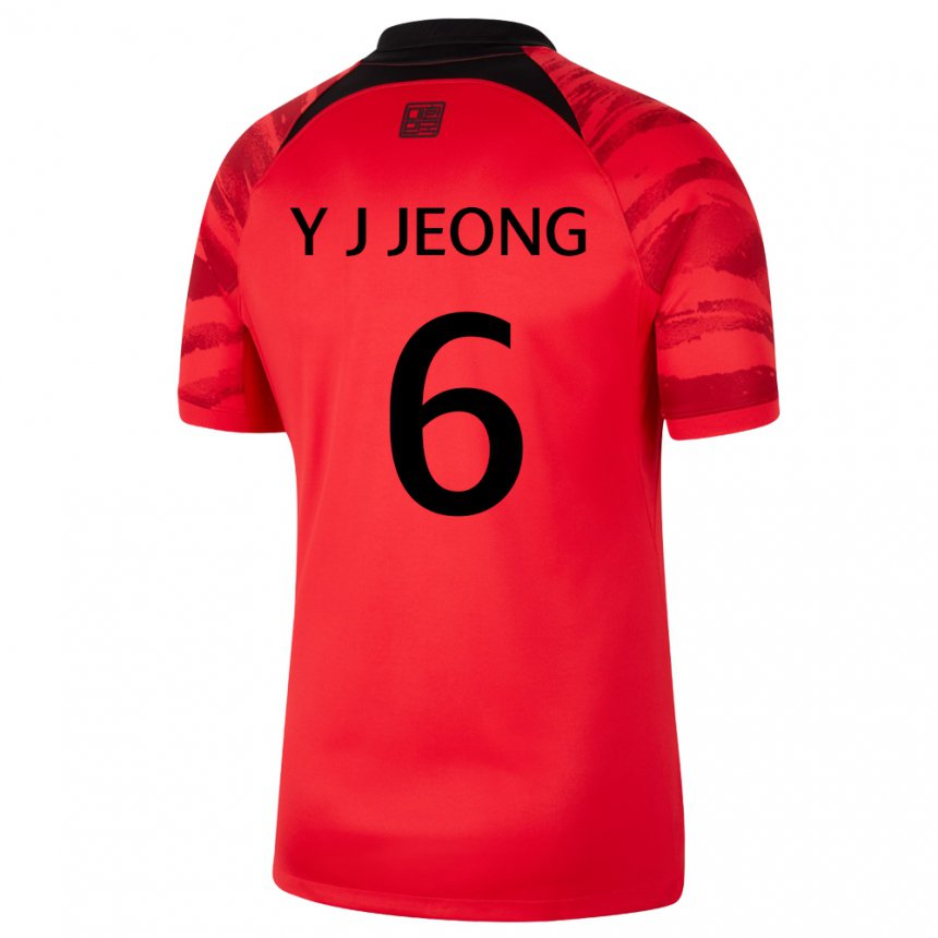 Bambino Maglia Corea Del Sud Jeong Yu Jin #6 Rosso Nero Kit Gara Home 22-24 Maglietta