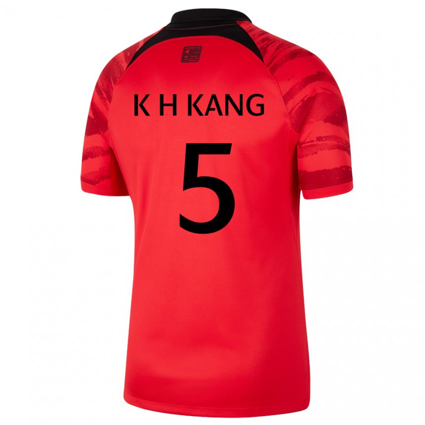 Bambino Maglia Corea Del Sud Kang Kyo Hun #5 Rosso Nero Kit Gara Home 22-24 Maglietta