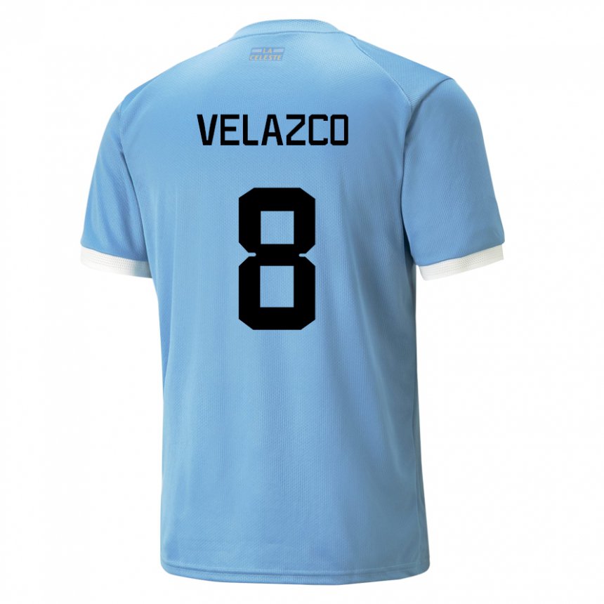 Bambino Maglia Uruguay Ximena Velazco #8 Blu Kit Gara Home 22-24 Maglietta