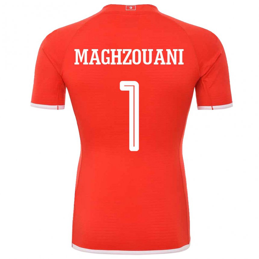 Bambino Maglia Tunisia Wassim Maghzouani #1 Rosso Kit Gara Home 22-24 Maglietta