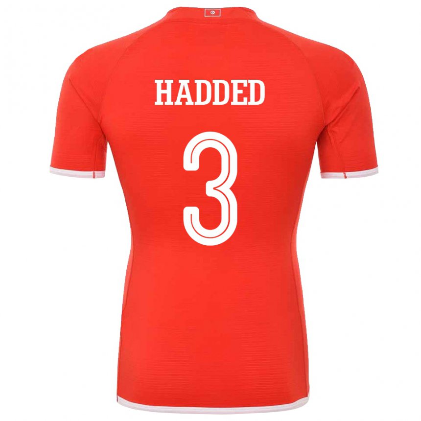 Bambino Maglia Tunisia Rayen Hadded #3 Rosso Kit Gara Home 22-24 Maglietta