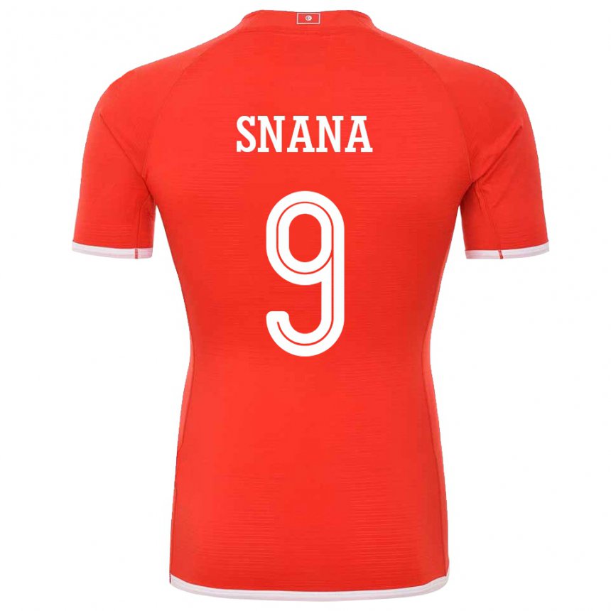 Bambino Maglia Tunisia Youssef Snana #9 Rosso Kit Gara Home 22-24 Maglietta