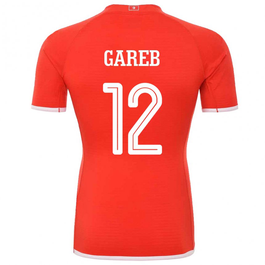 Bambino Maglia Tunisia Adem Gareb #12 Rosso Kit Gara Home 22-24 Maglietta