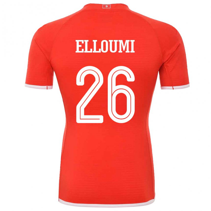 Bambino Maglia Tunisia Khalil Elloumi #26 Rosso Kit Gara Home 22-24 Maglietta