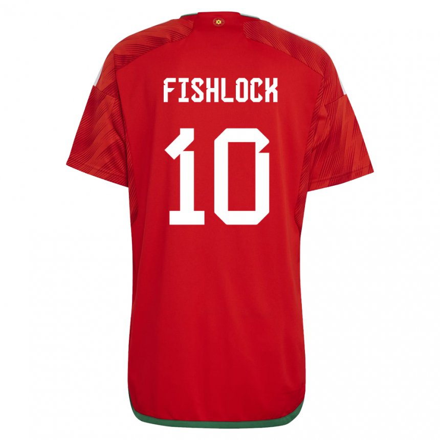 Bambino Maglia Galles Jessica Fishlock #10 Rosso Kit Gara Home 22-24 Maglietta