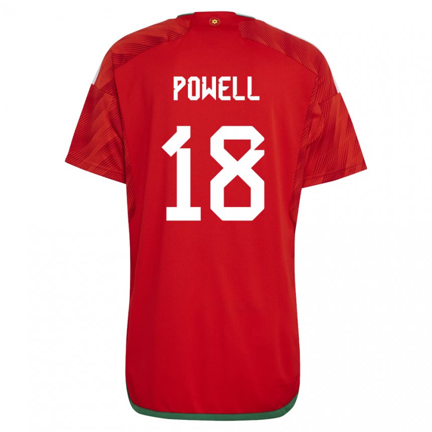 Bambino Maglia Galles Ella Powell #18 Rosso Kit Gara Home 22-24 Maglietta