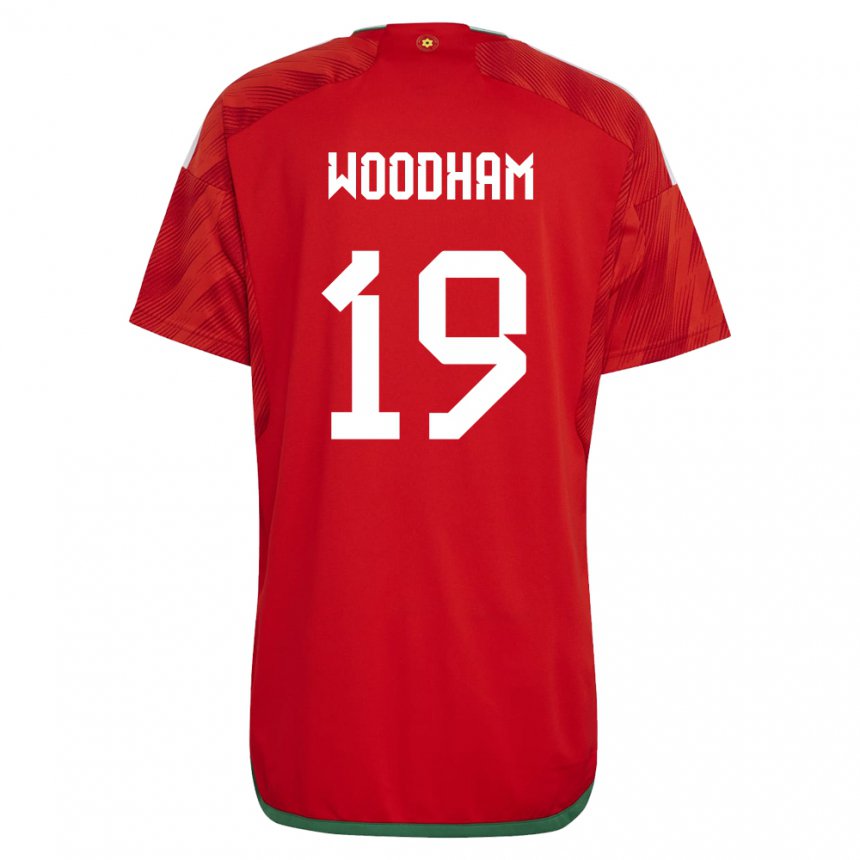 Bambino Maglia Galles Lily Woodham #19 Rosso Kit Gara Home 22-24 Maglietta