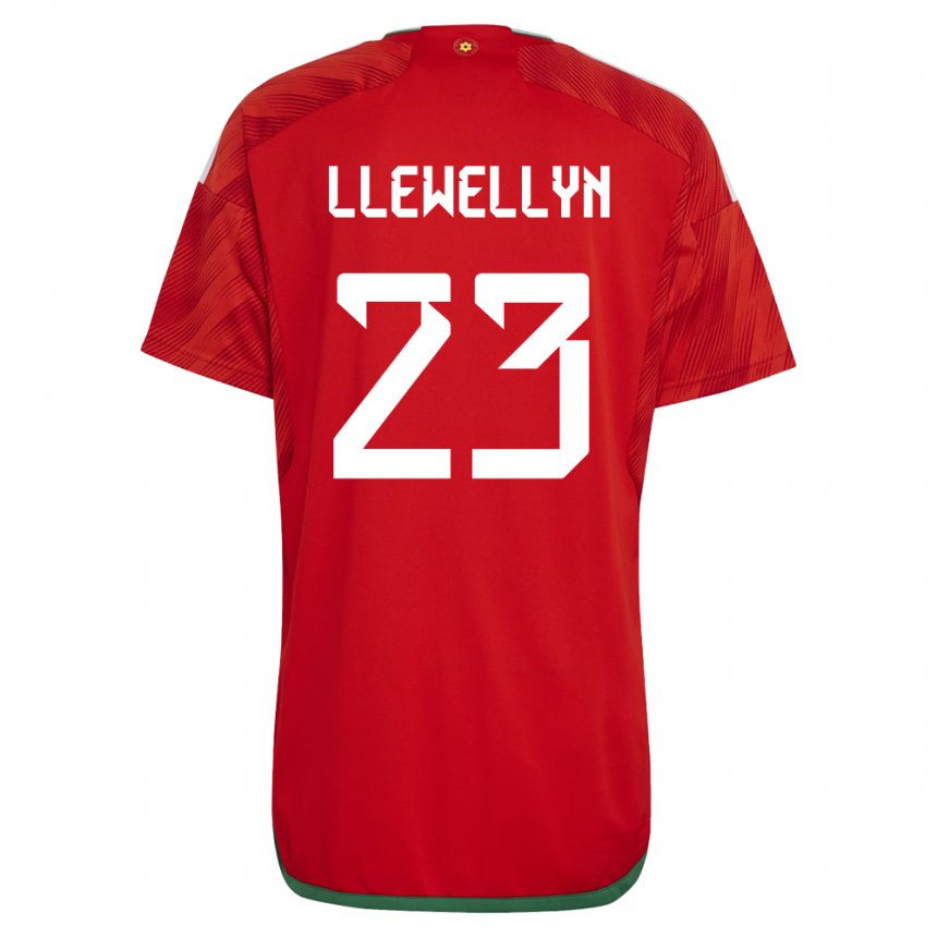 Bambino Maglia Galles Ffion Llewellyn #23 Rosso Kit Gara Home 22-24 Maglietta