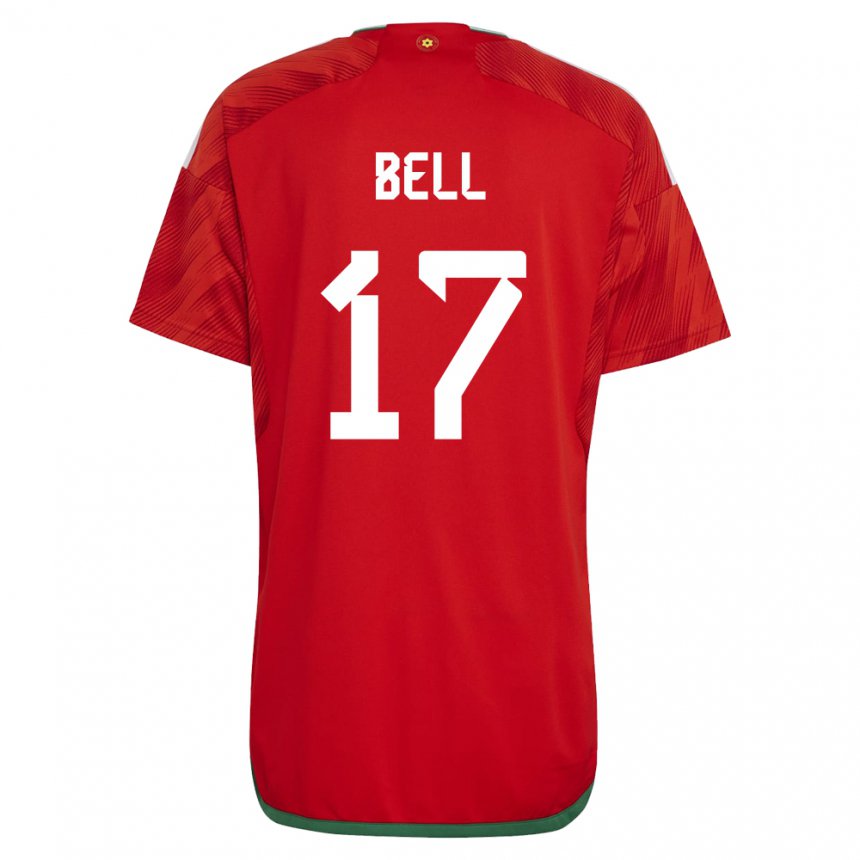 Bambino Maglia Galles Zac Bell #17 Rosso Kit Gara Home 22-24 Maglietta