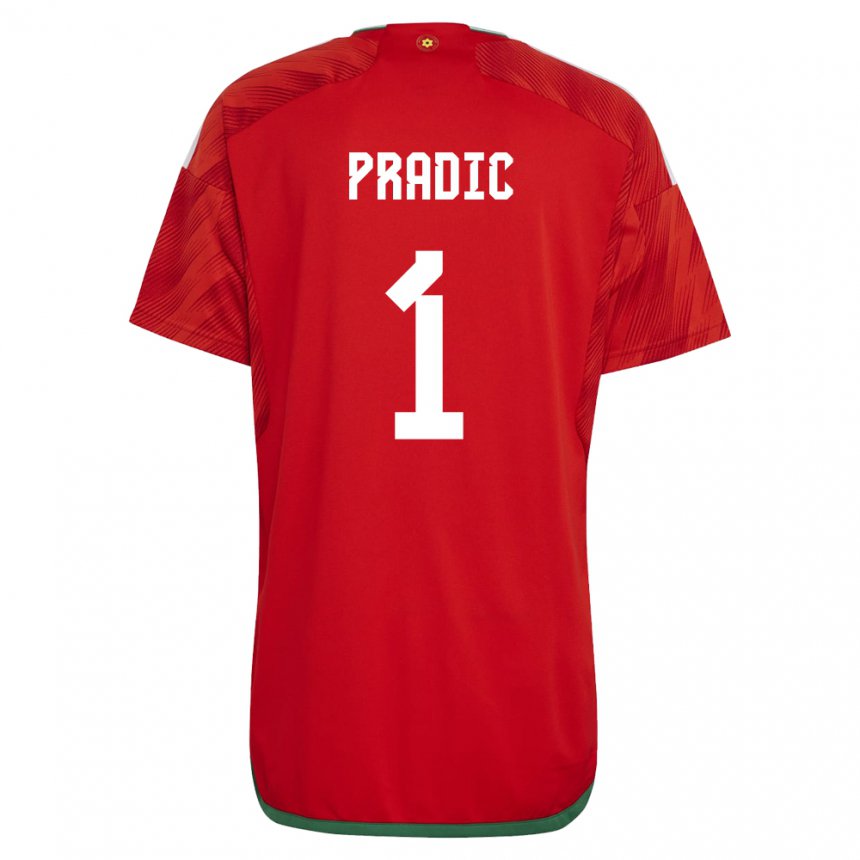 Bambino Maglia Galles James Pradic #1 Rosso Kit Gara Home 22-24 Maglietta