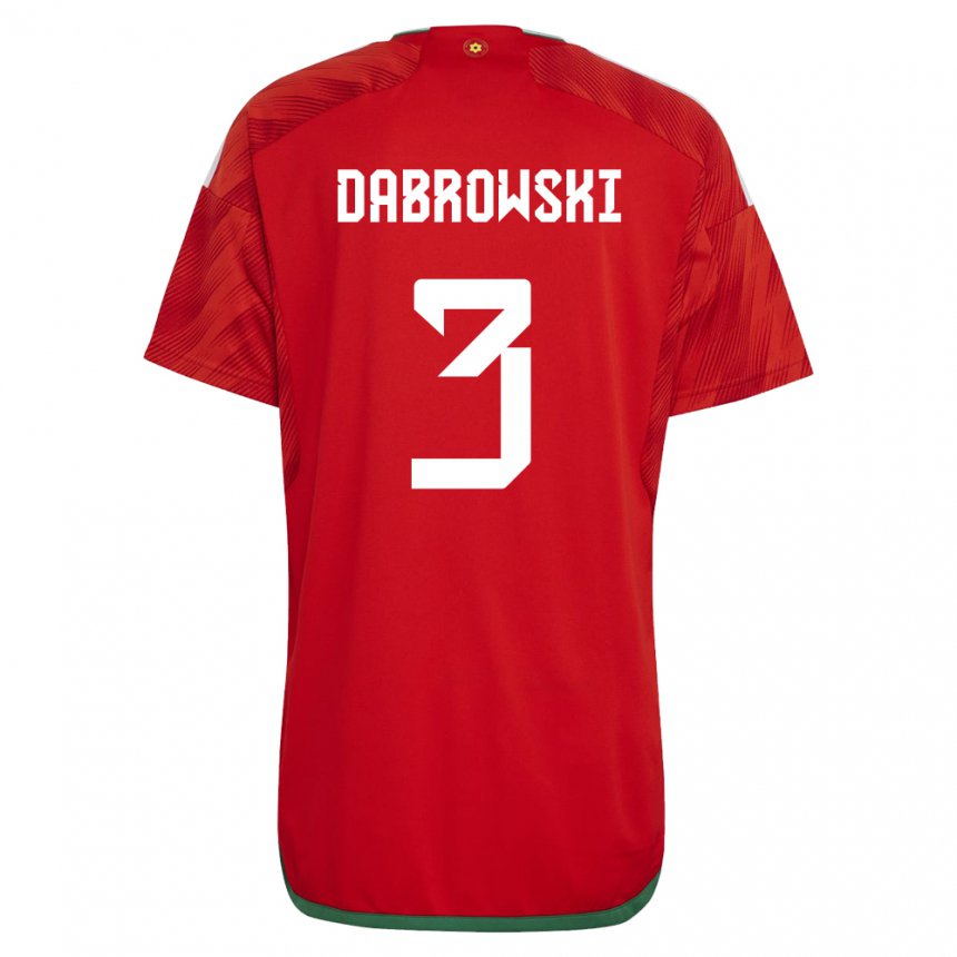 Bambino Maglia Galles Sebastian Dabrowski #3 Rosso Kit Gara Home 22-24 Maglietta