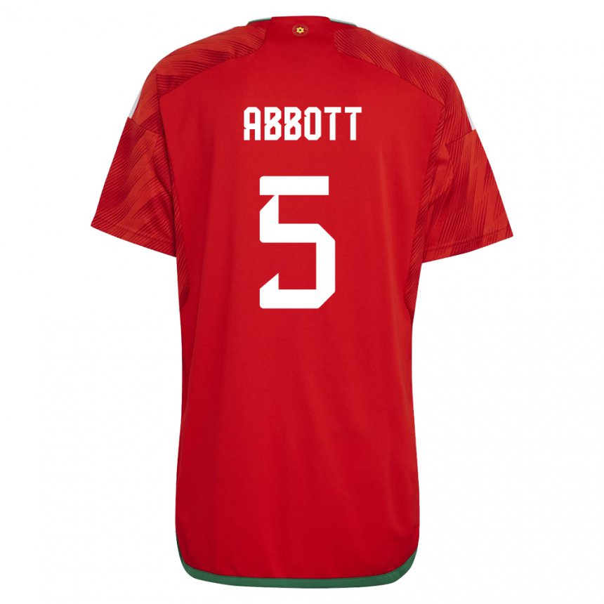 Bambino Maglia Galles George Abbott #5 Rosso Kit Gara Home 22-24 Maglietta