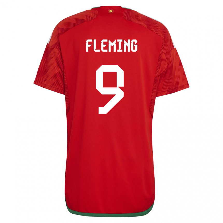 Bambino Maglia Galles Cole Fleming #9 Rosso Kit Gara Home 22-24 Maglietta