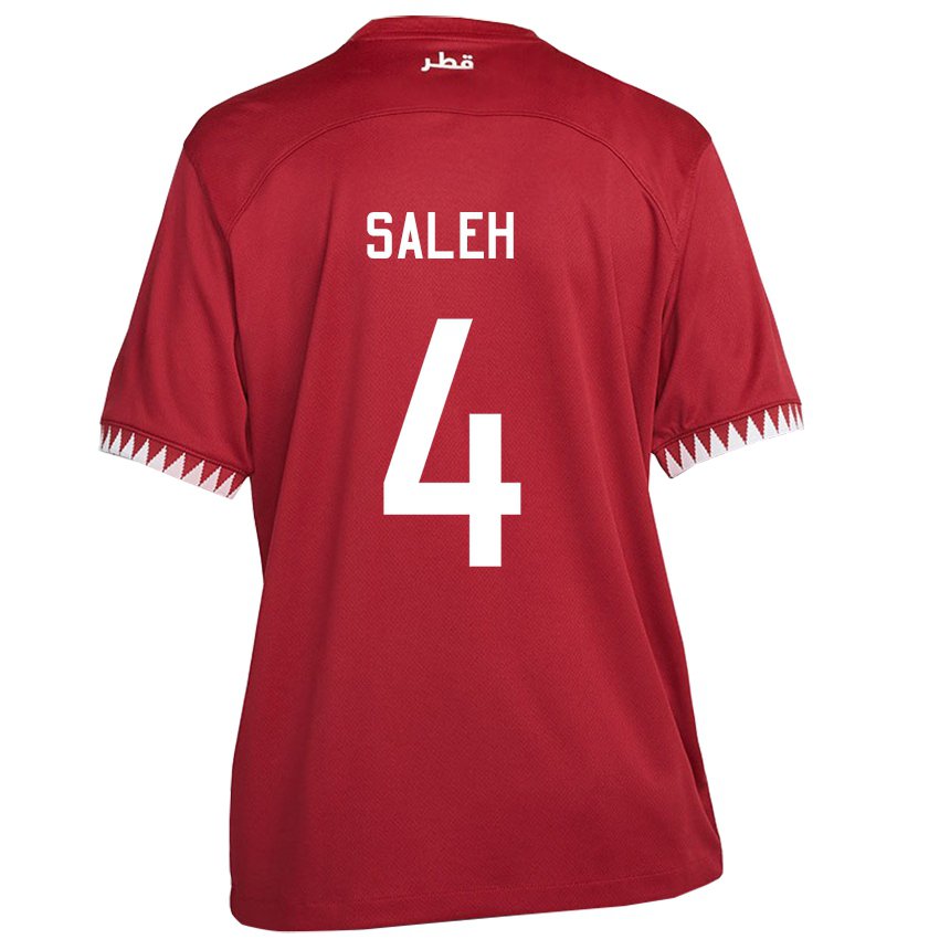 Bambino Maglia Qatar Hagar Saleh #4 Marrone Kit Gara Home 22-24 Maglietta