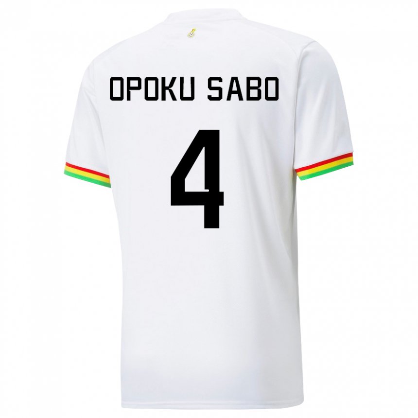 Bambino Maglia Ghana Alex Opoku Sabo #4 Bianco Kit Gara Home 22-24 Maglietta